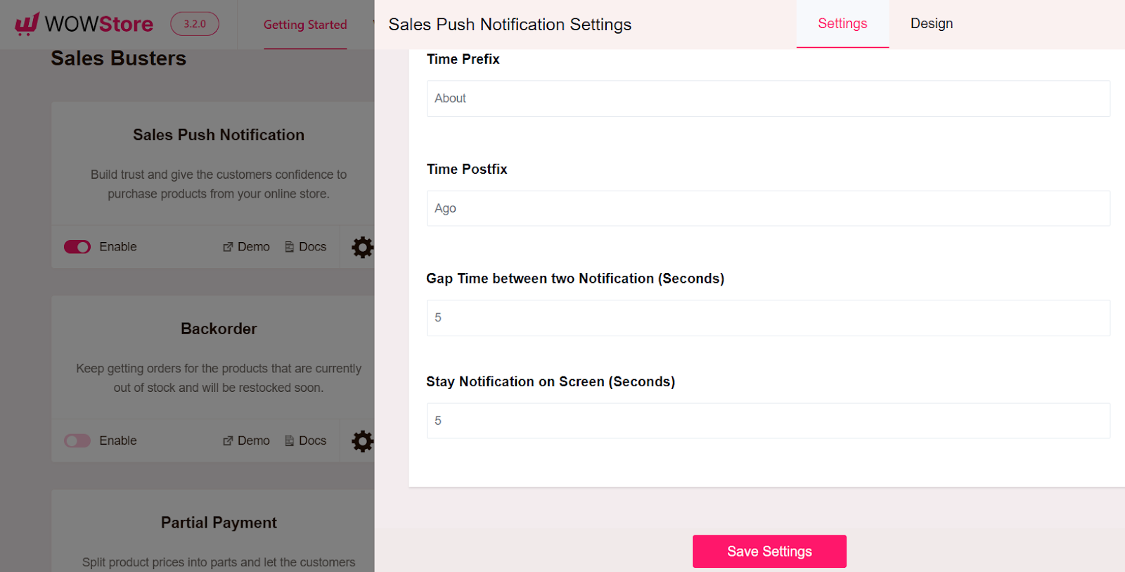 time interval between two sales notification