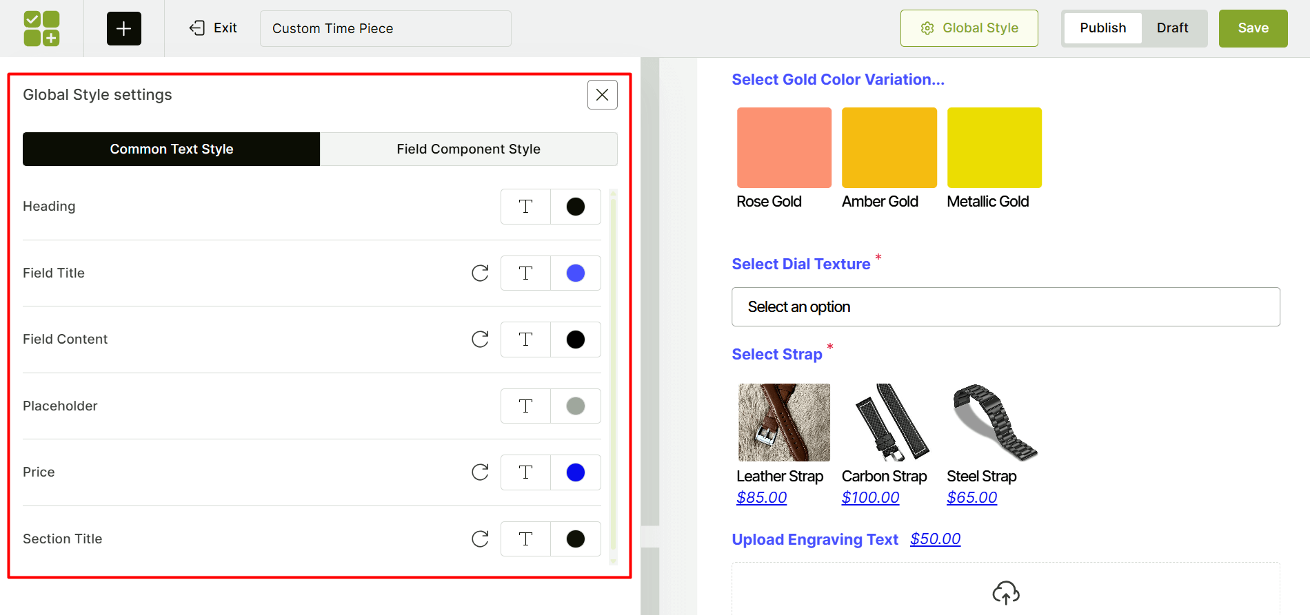 Common Text Style Settings