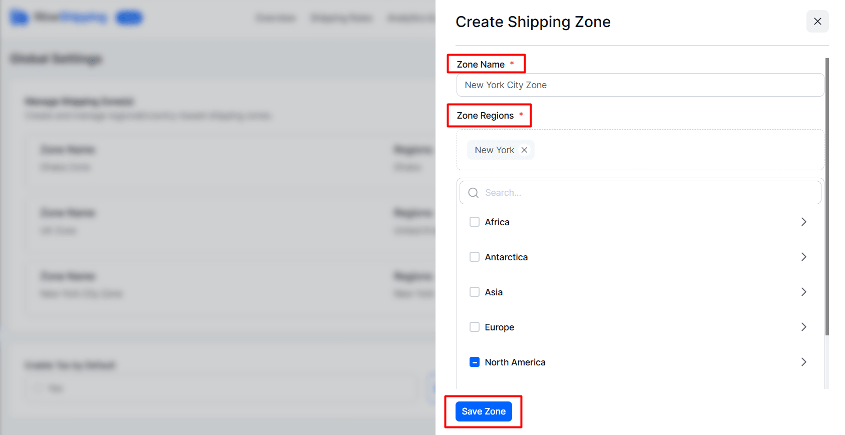 Setting Shipping Zone in WowShipping