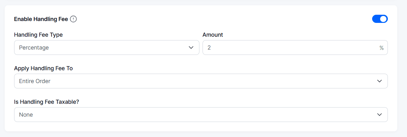Setting Up handling fee for a shipping rule