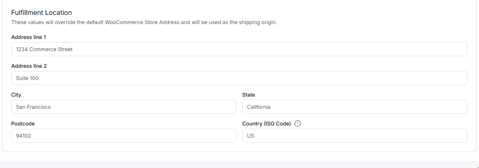 WowShipping Fulfillment Location