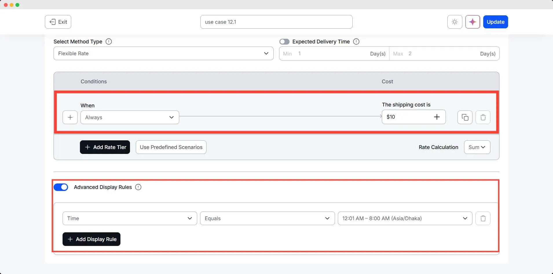 Advanced Display Rules for Standard Shipping + Optional Expedited Delivery