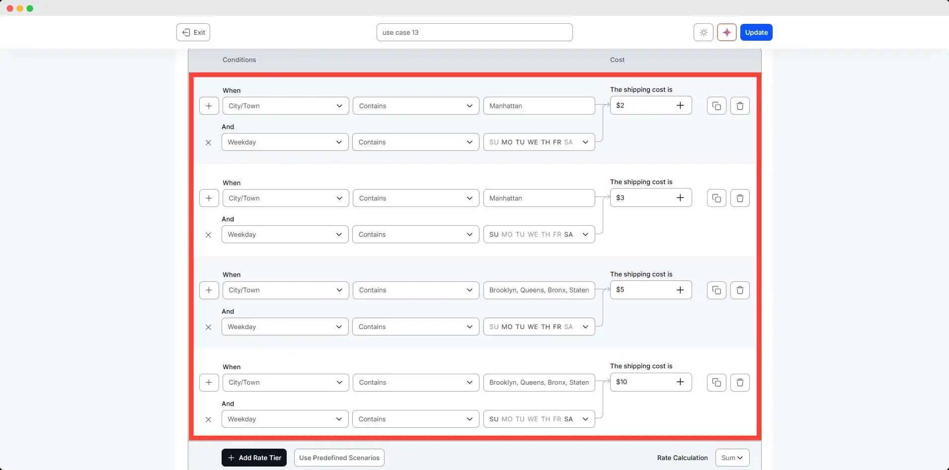 City + Days -WeekdayWeekend