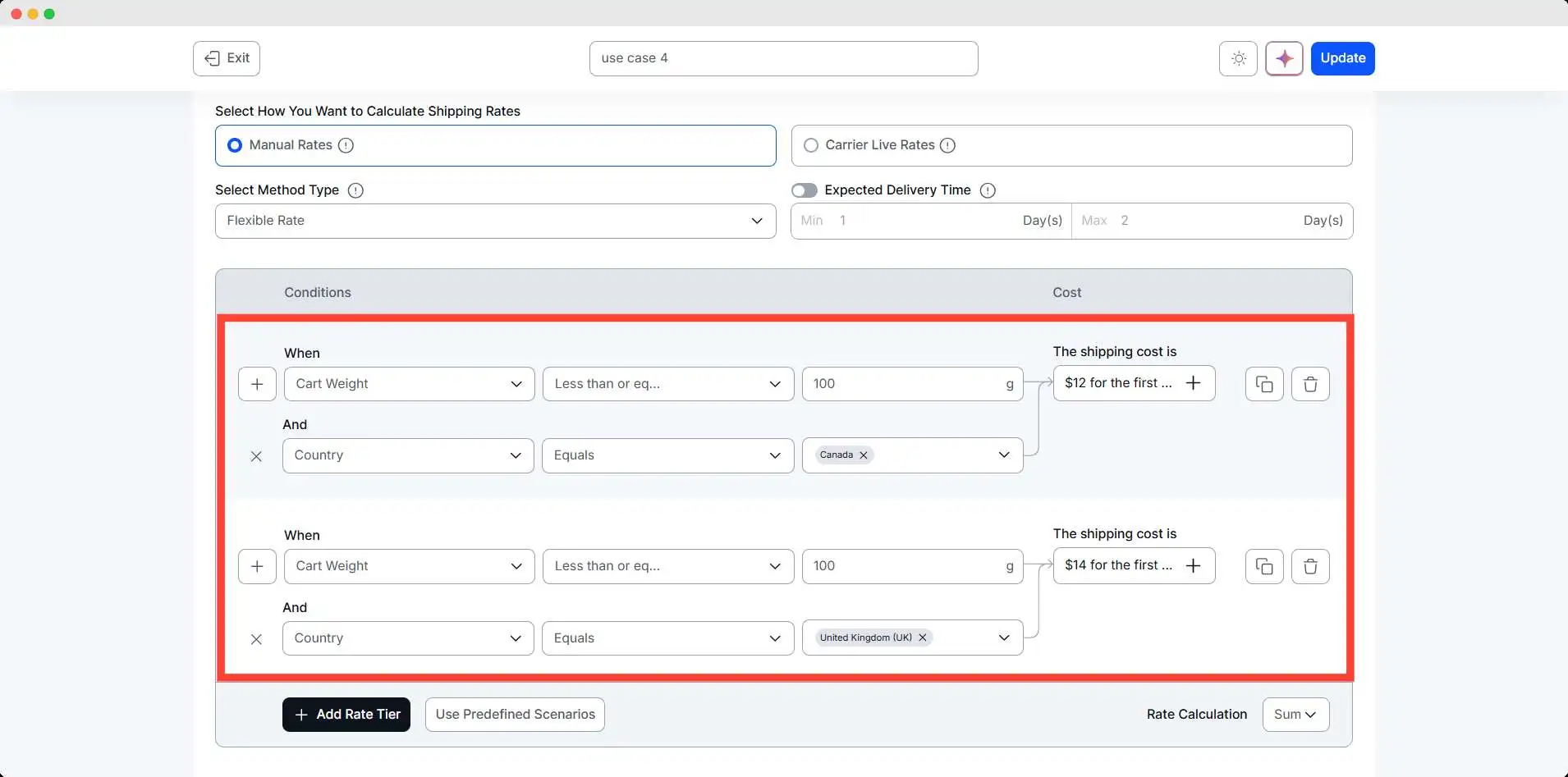 Country + Weight with Variable Charges