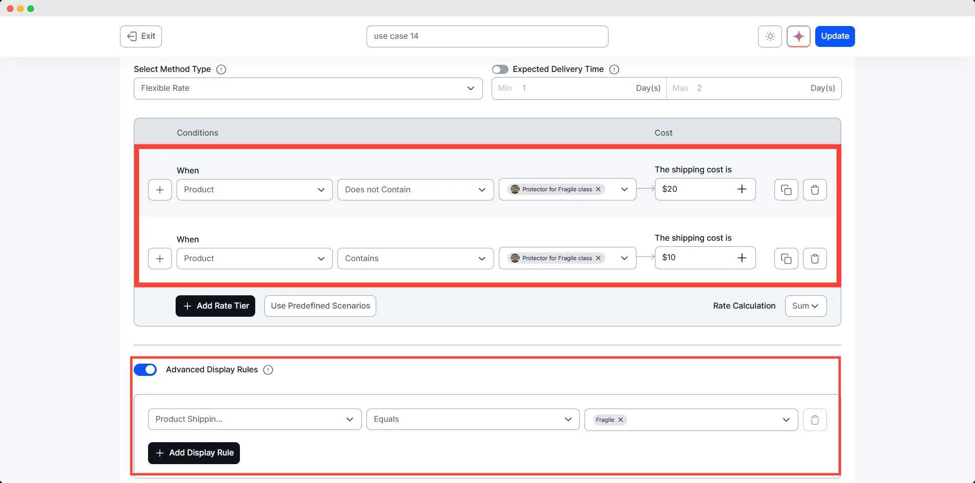 Fragile Shipping Class + Protector Product Condition