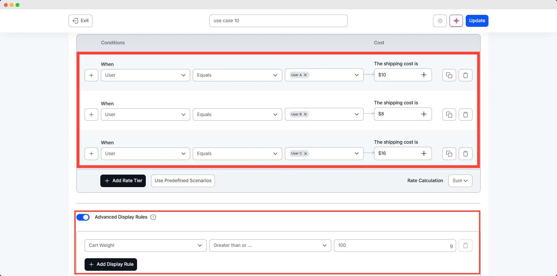 User-Based Heavy-Weight Shipping Charges
