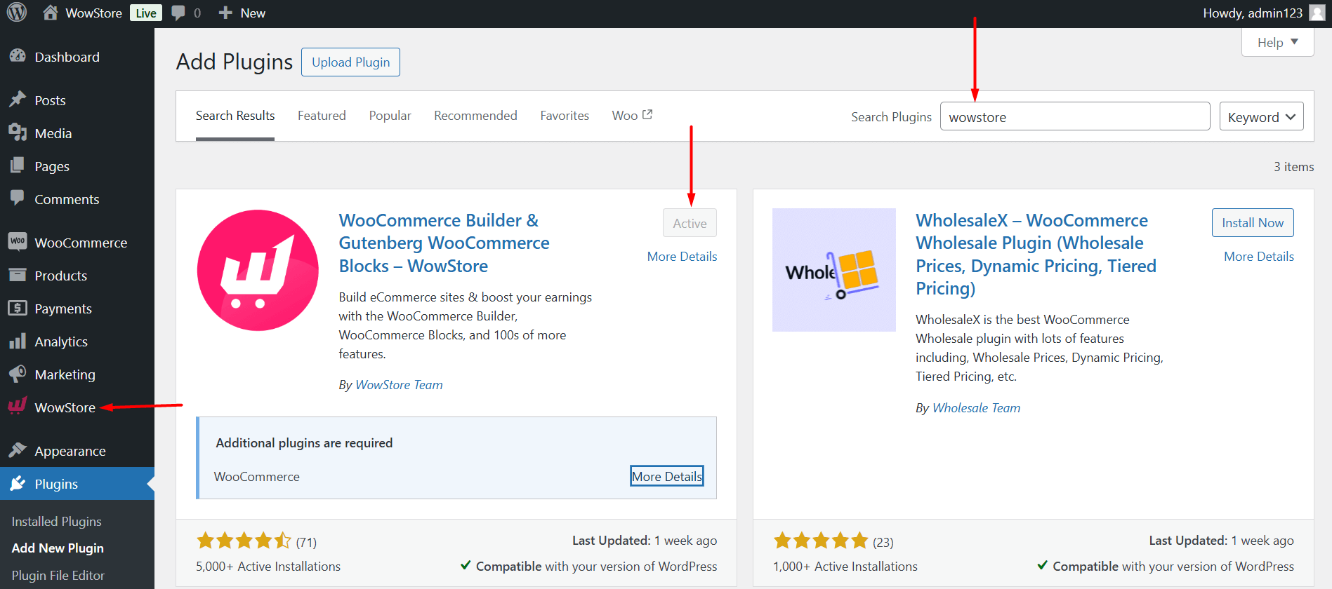 Install and Activate WowStore Plugin