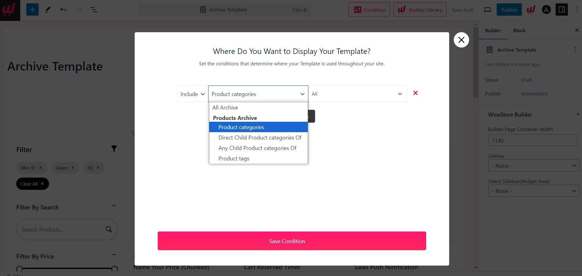 Choosing Conditon for All Categories