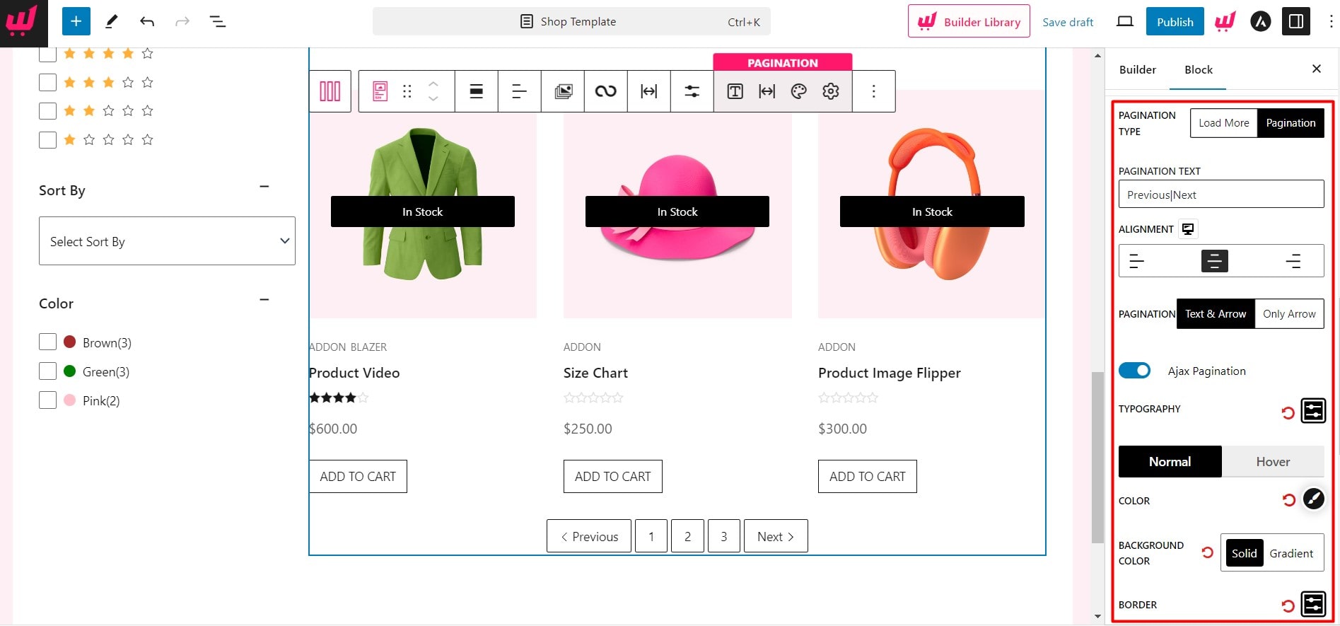 Customization Settings for Pagination