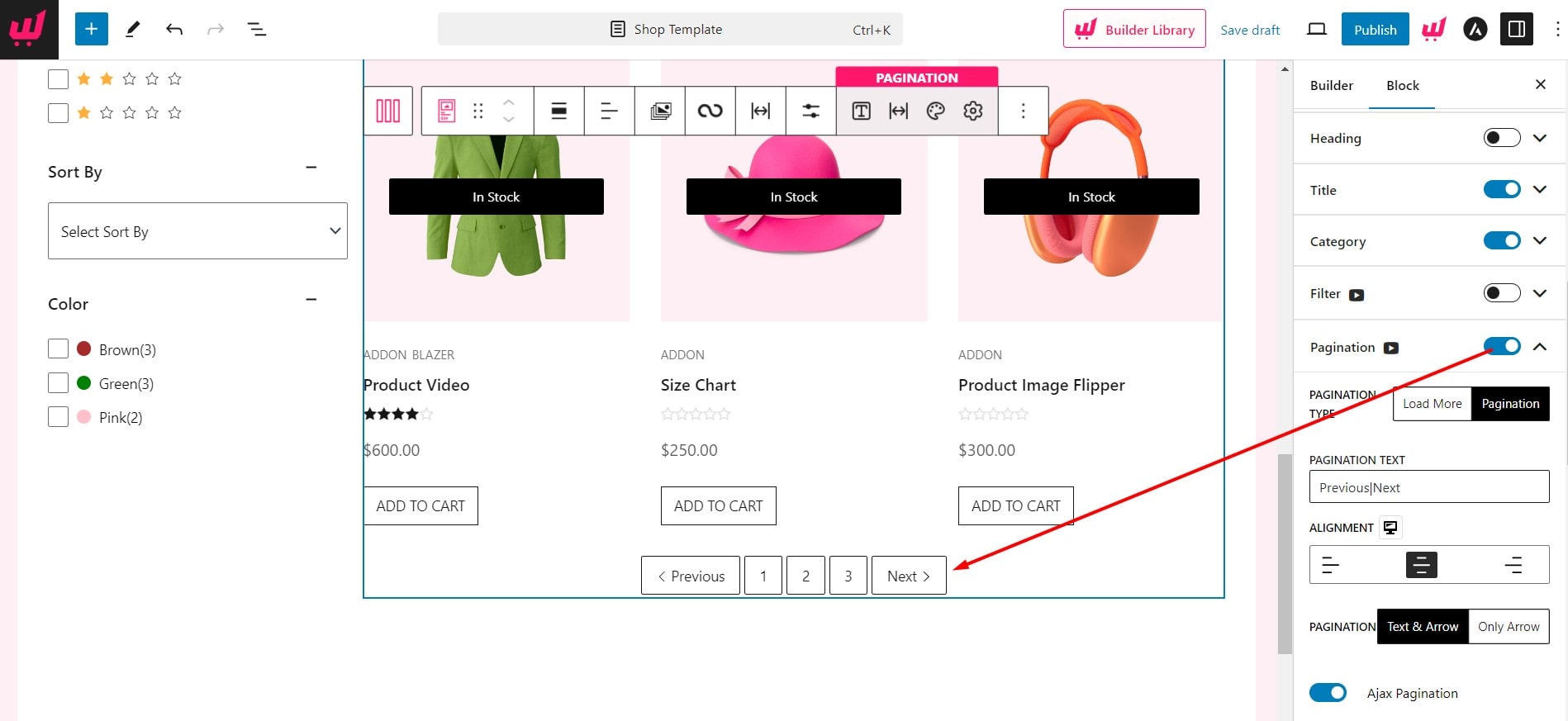 Enable Pagination for Shop Page