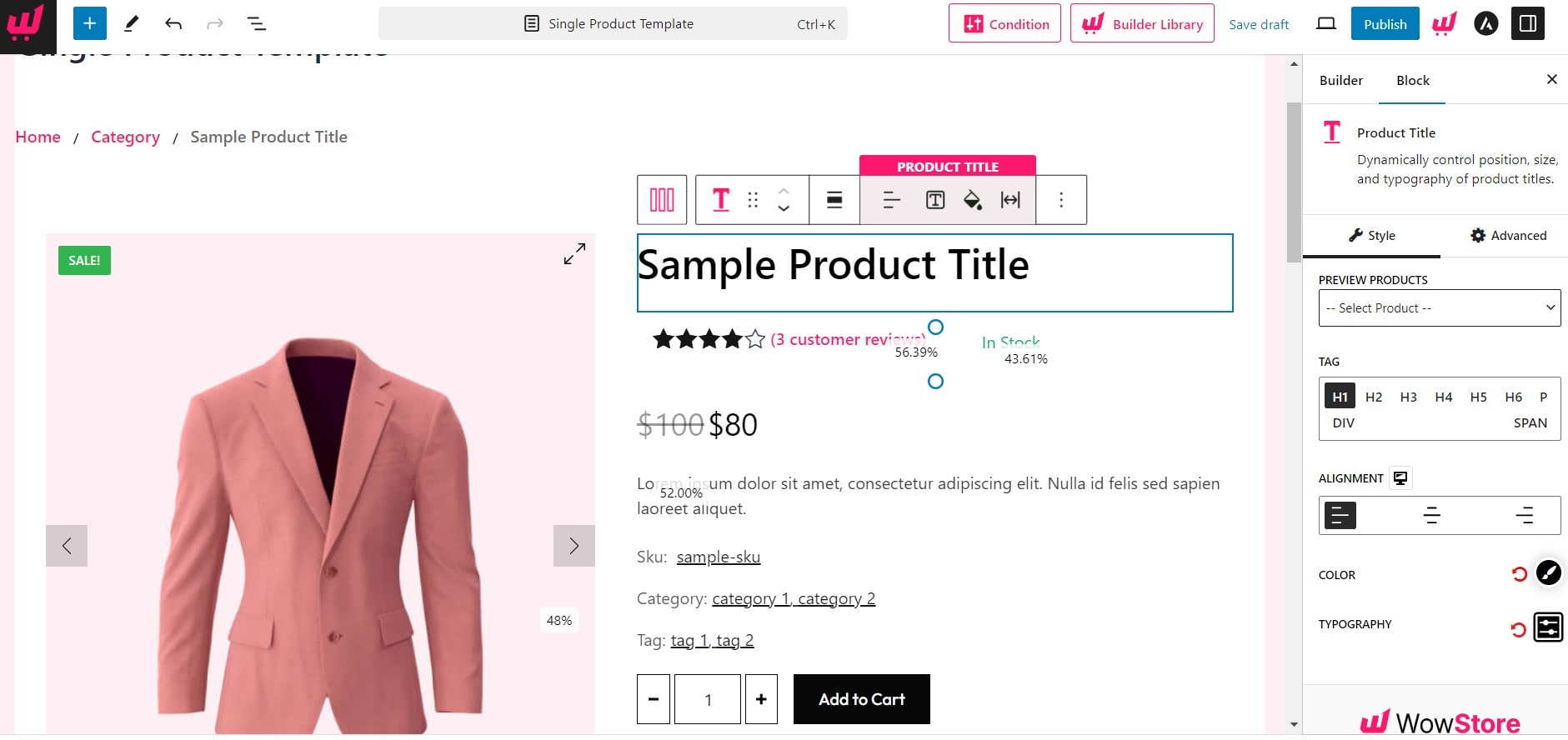 Product Title Block Customization Options