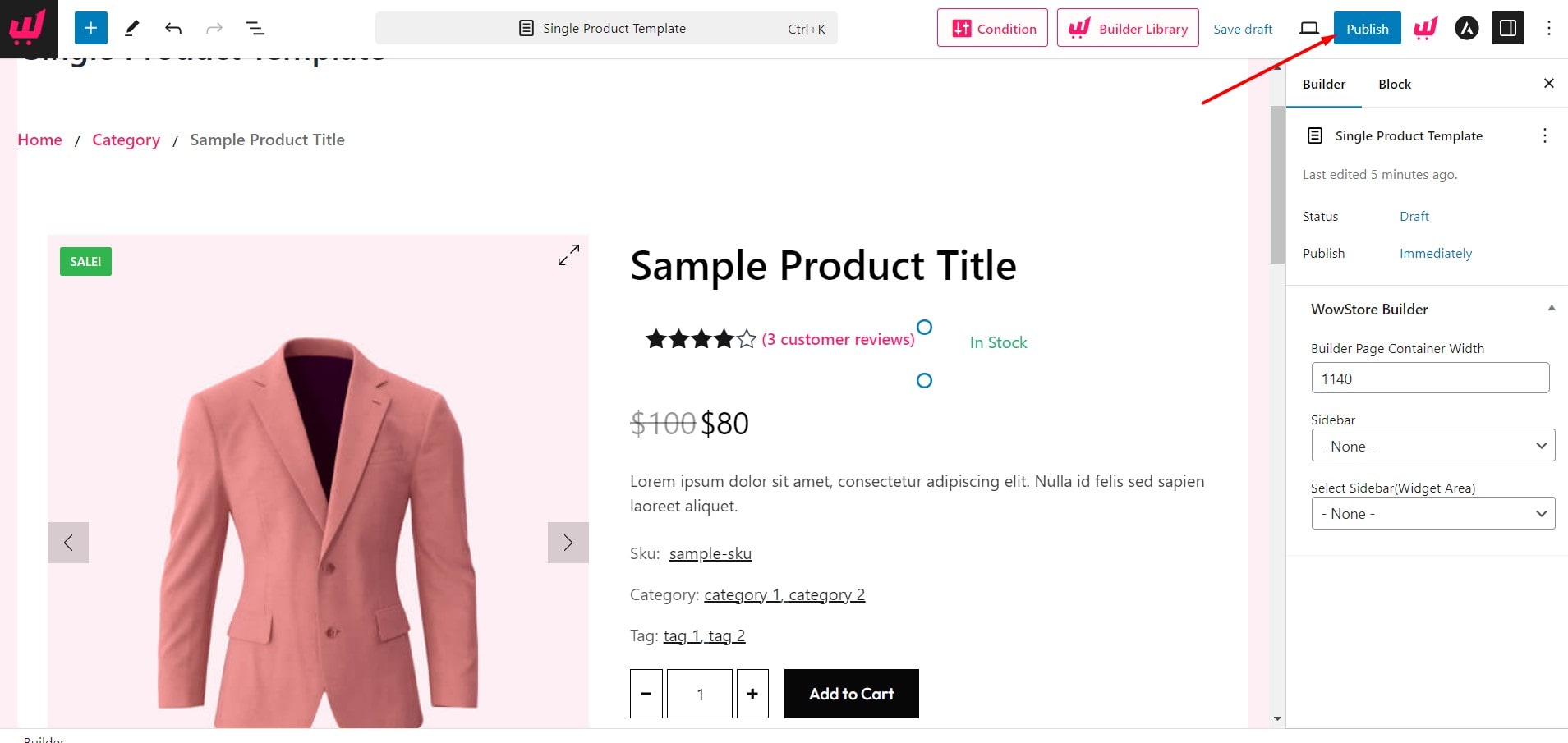 Publish Product Page Template