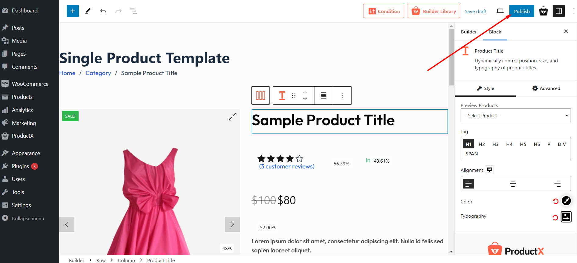 Publish Product Page Template
