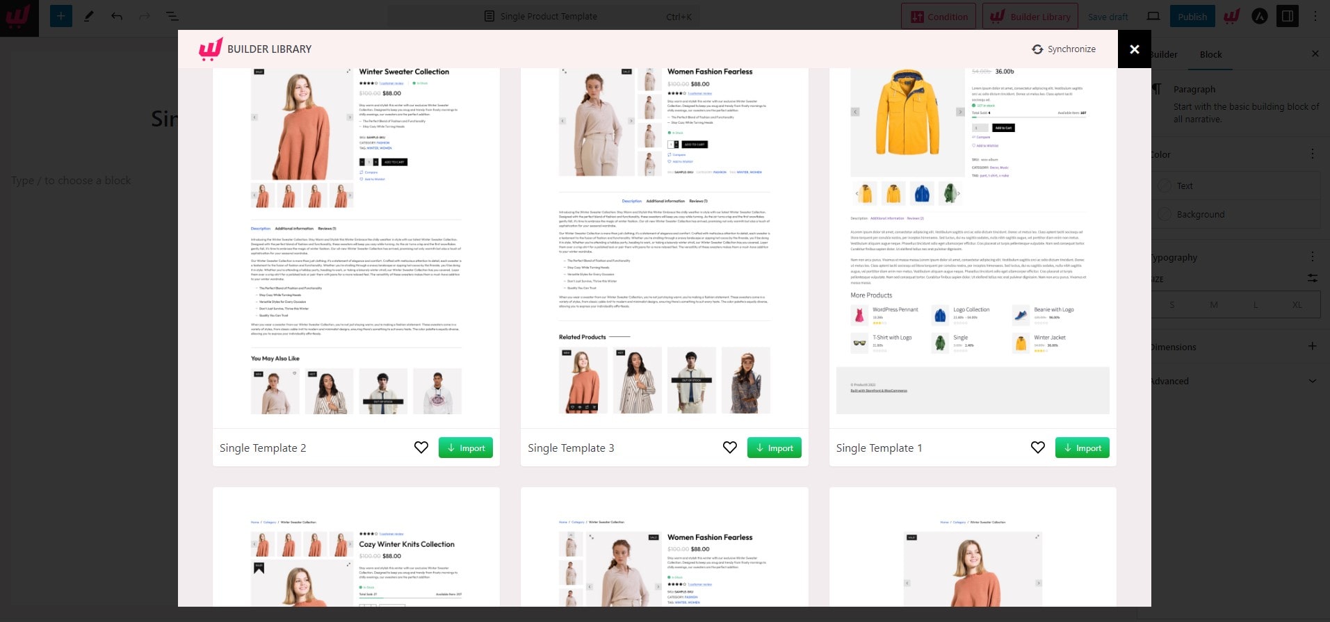 change product page template