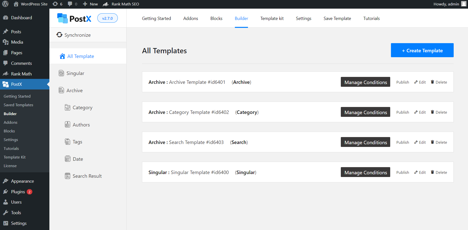 Manage All Templates