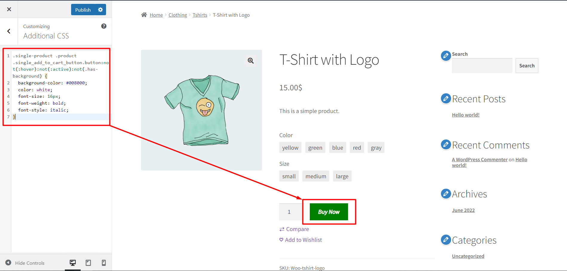 Product Page Add to Cart Typography Customization with CSS