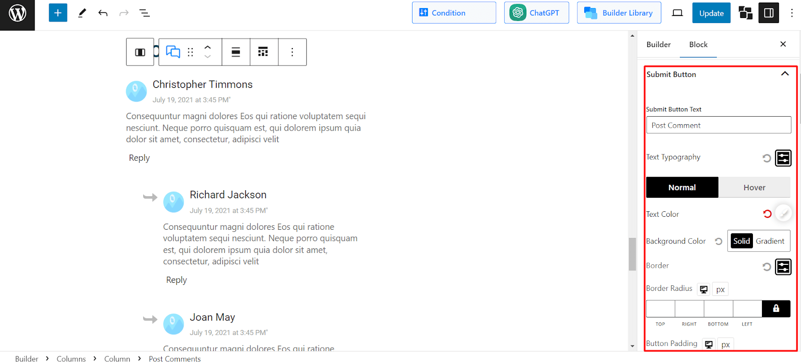 customize form submit button