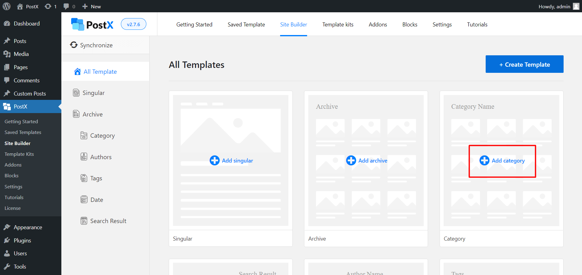 Add Category Template