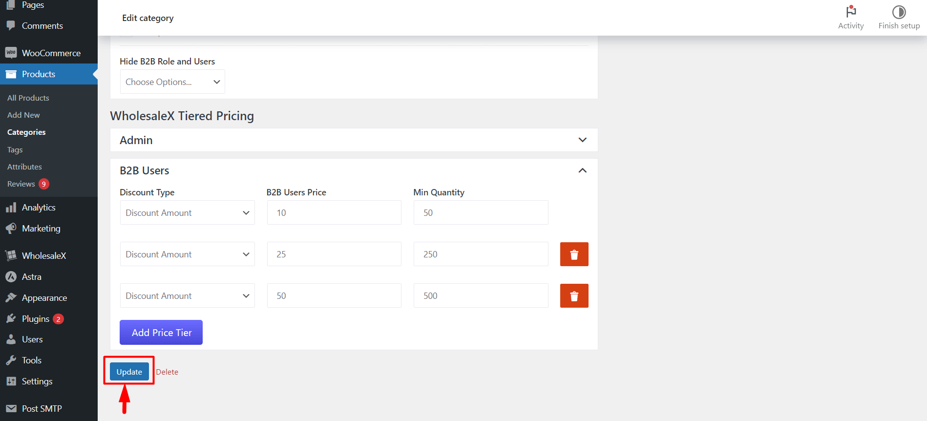 Updating the Category Page after Creating Price Tiers