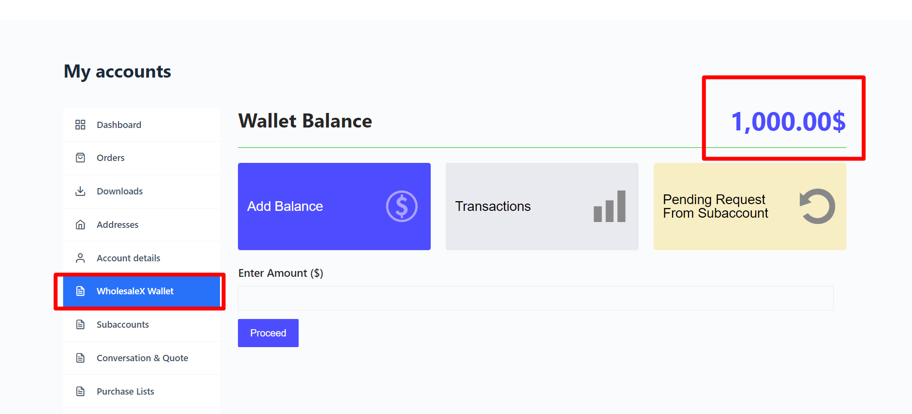 Checking Wallet Balance as User