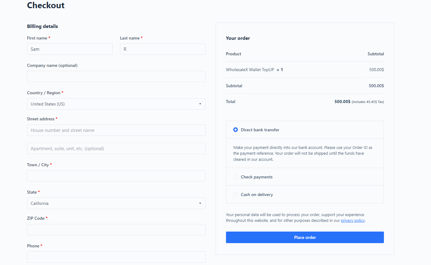 Complete the Checkout After Adding Balance as User
