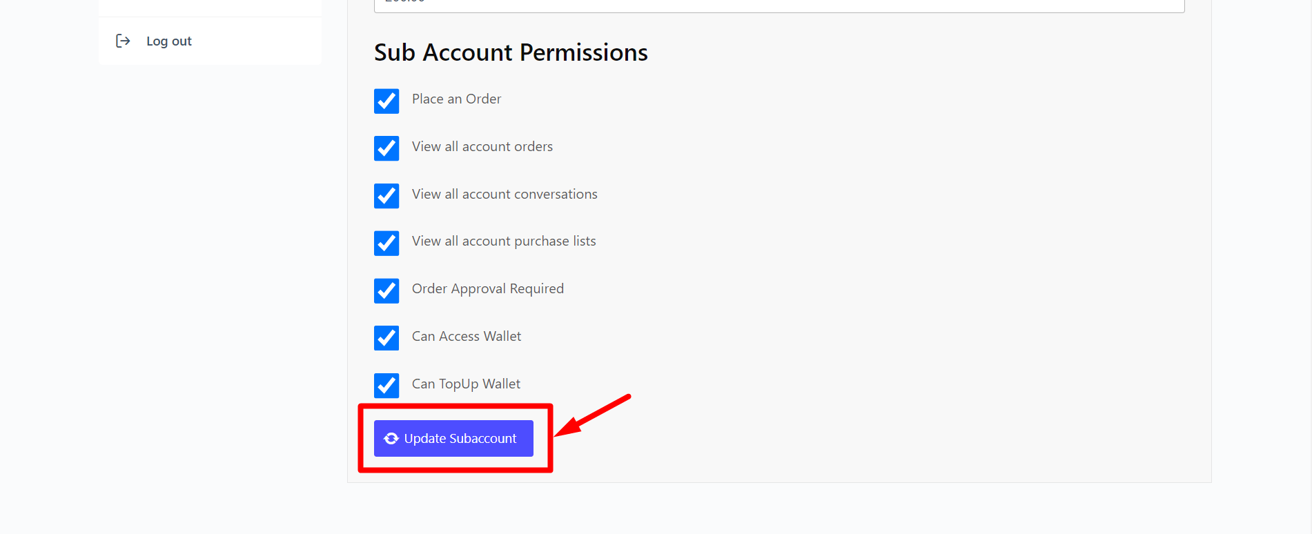 Update Subaccounts after Adding Wallet Balance