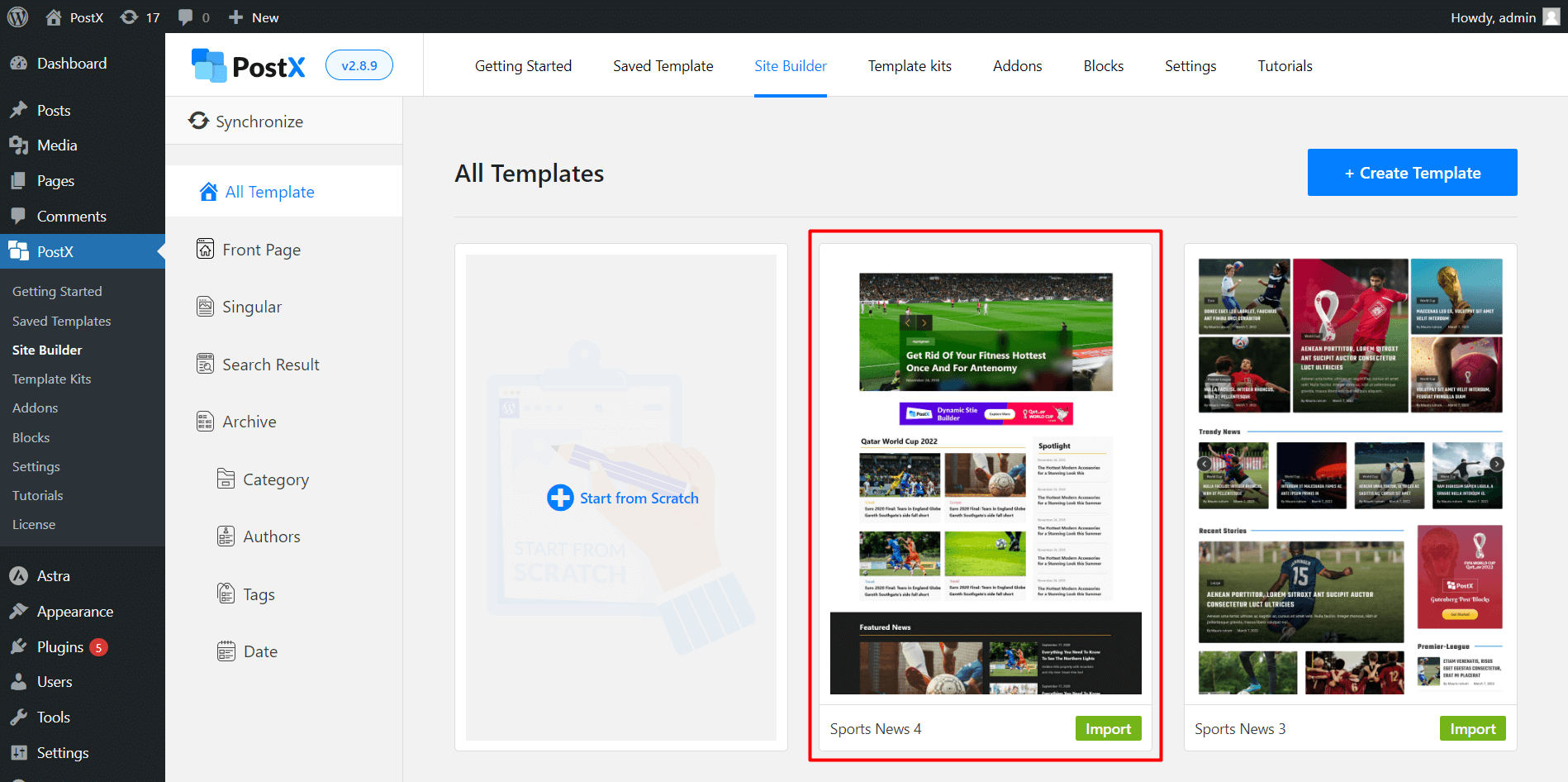 Importing Template For Home Page