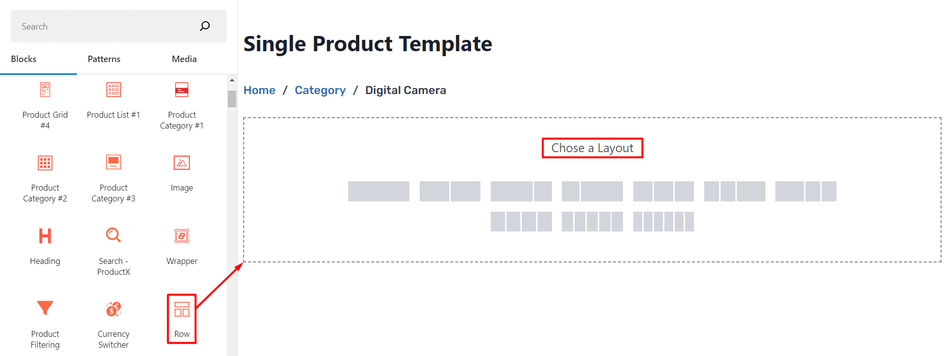 Use the ProductX Custom Row Block