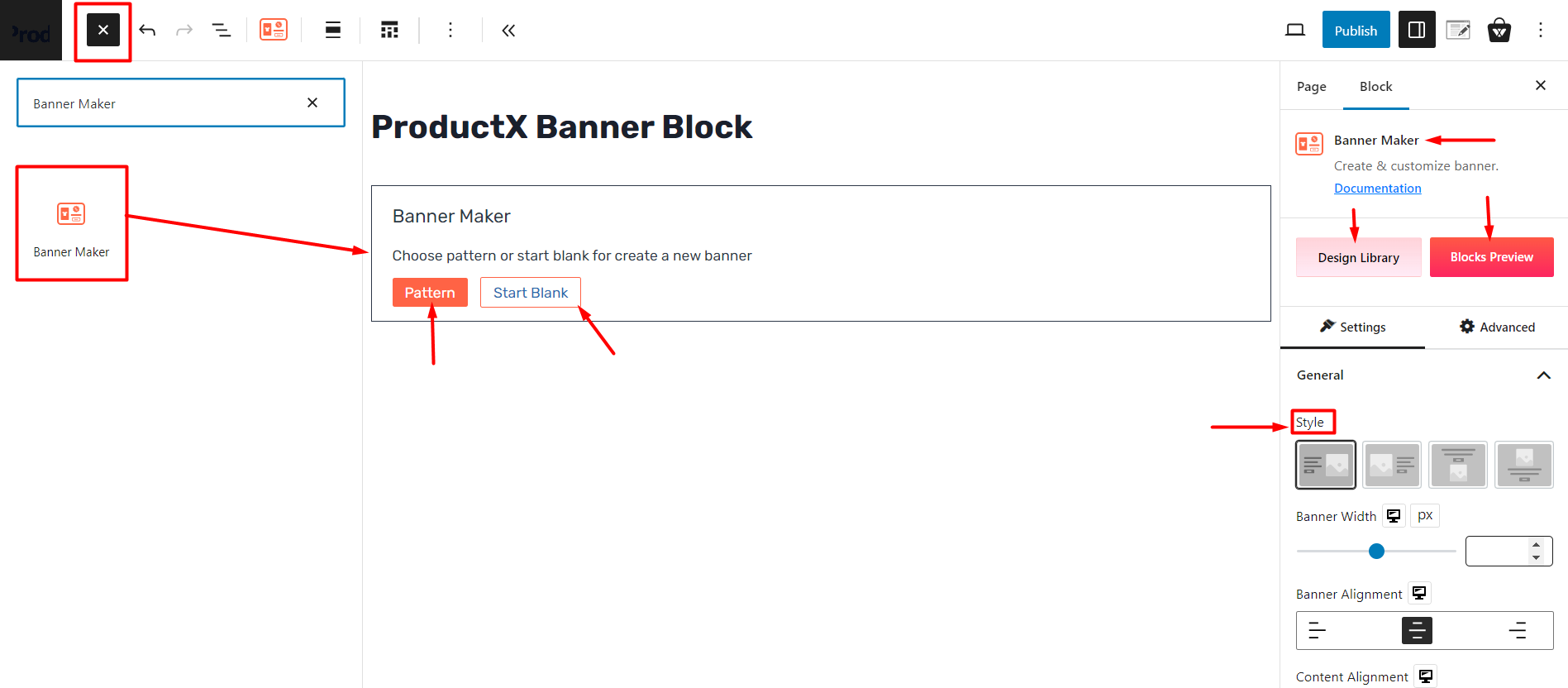 E-commerce banner maker settings
