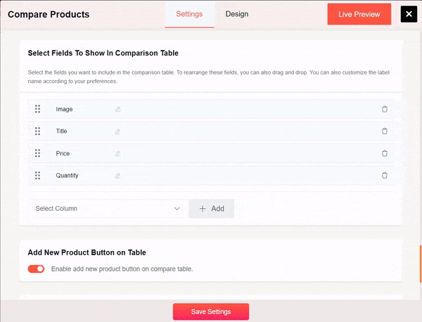 Adding an item to Compare Products Table