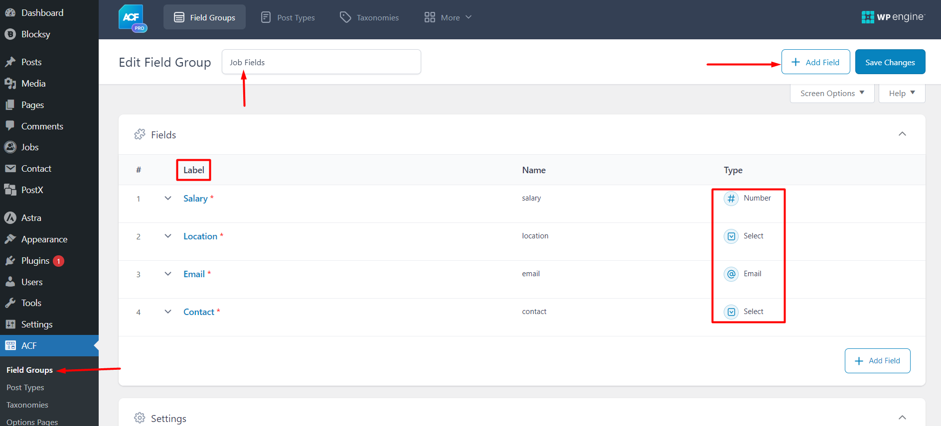 Creating field groups for the custom post type