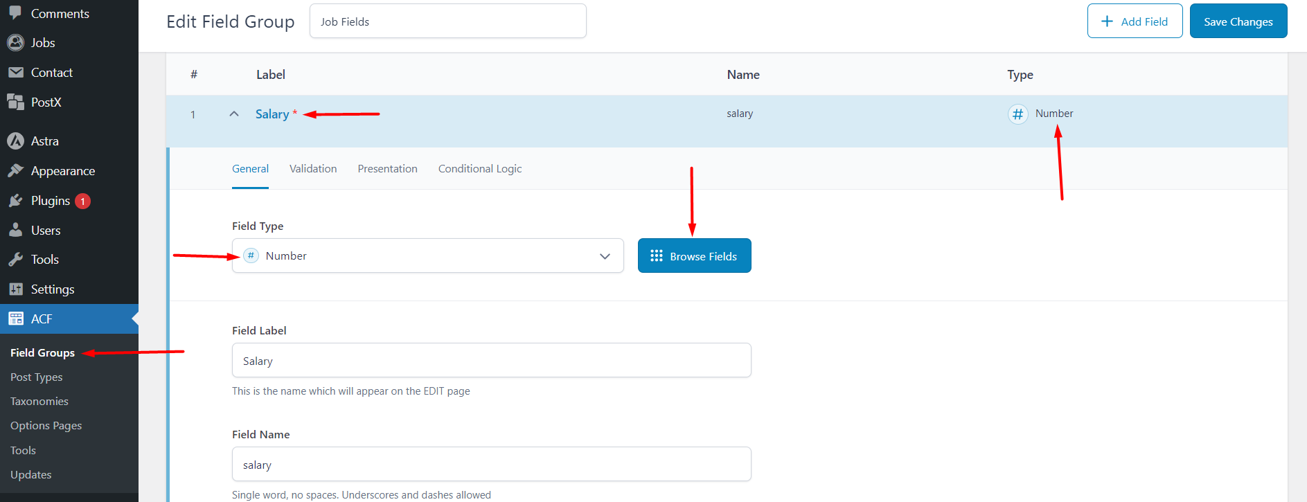 Field types for custom posts