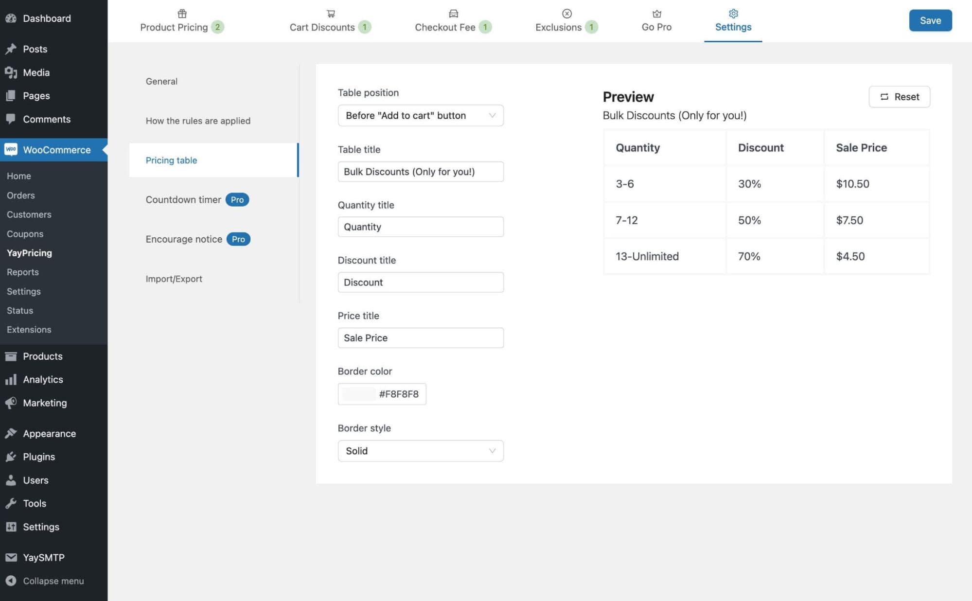 YayPricing Plugin Backend