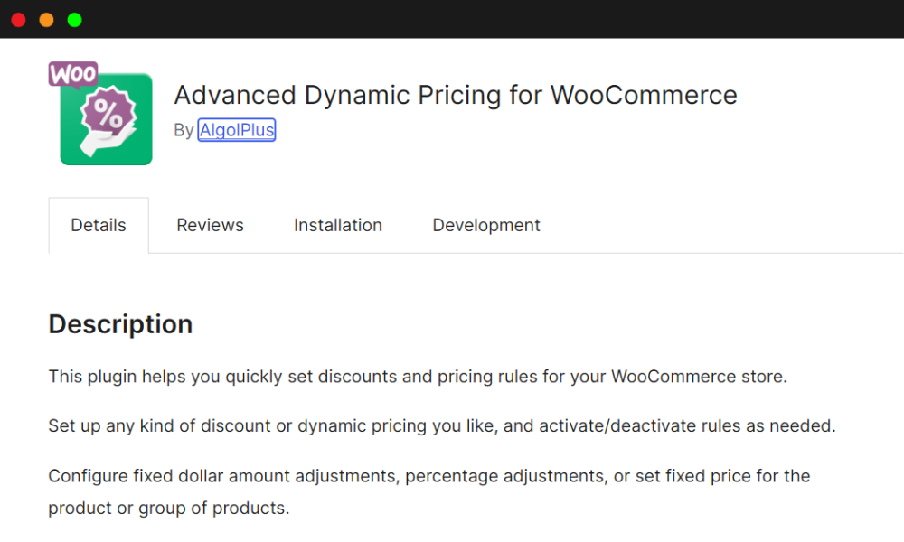 advanced dynamic pricing for WooCommerce plugin