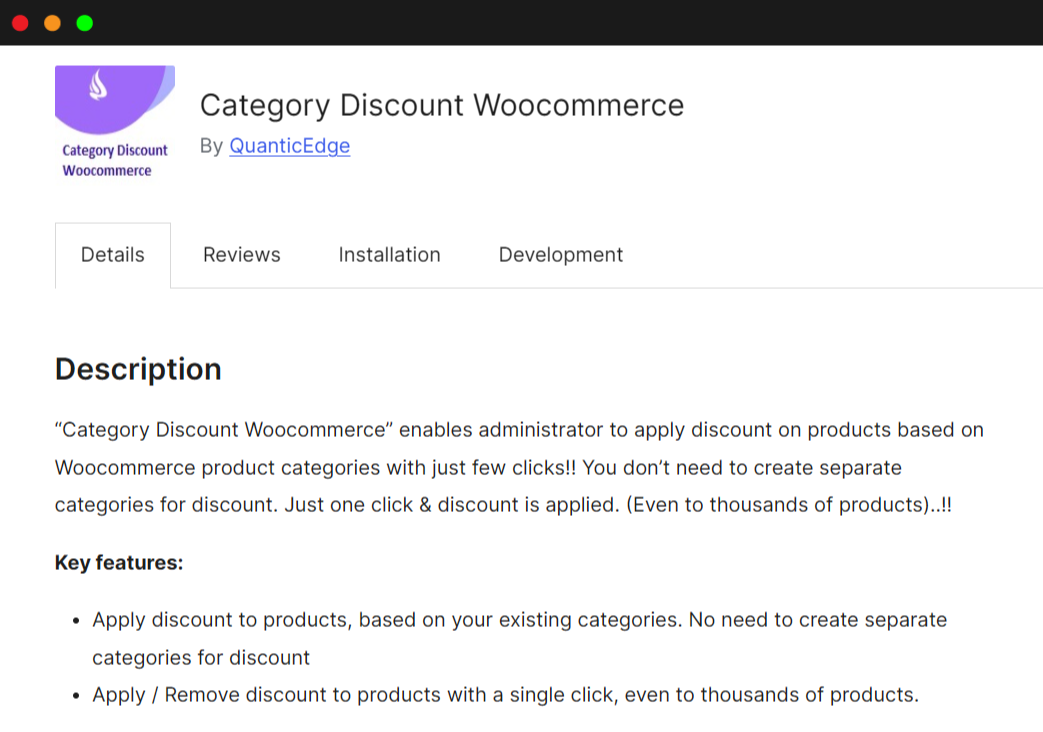 Category Discount WooCommerce