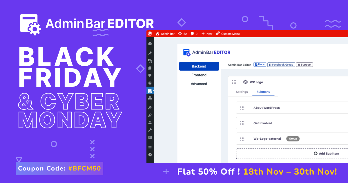 Admin Bar Editor black friday